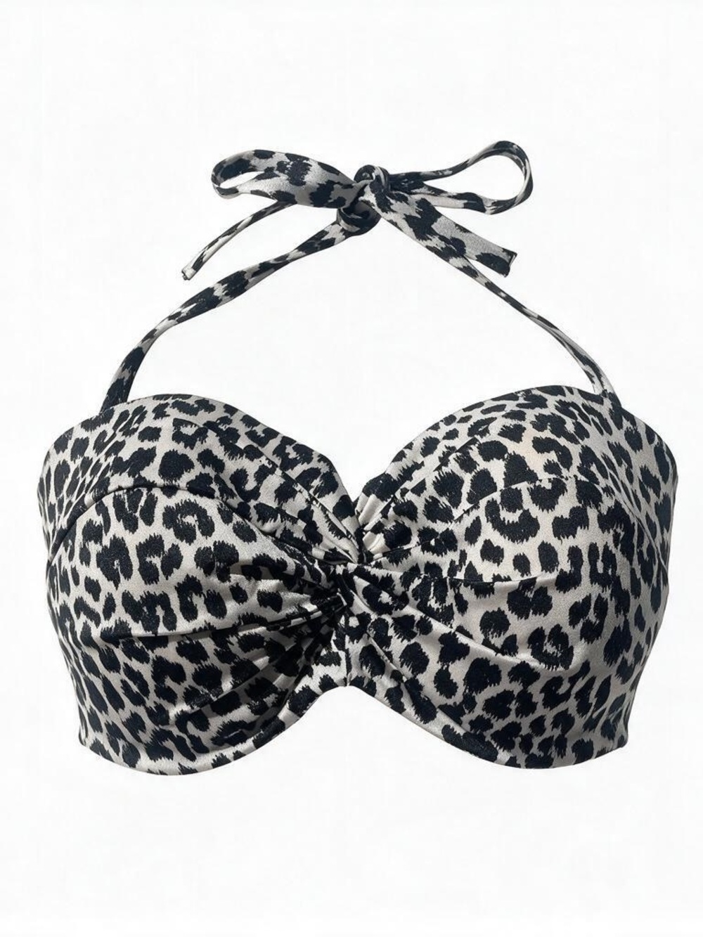 NWOT Victoria's Secret Black & White Leopard-Print Strapless Bikini Top